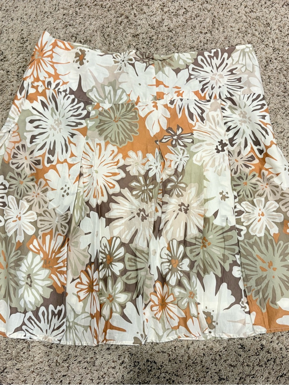 Mossimo Floral A-Line Cotton Skirt in White, Orange & Green